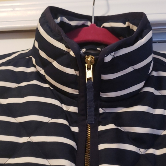 J.Crew Navy Striped Down Vest Sz S - Picture 3 of 6